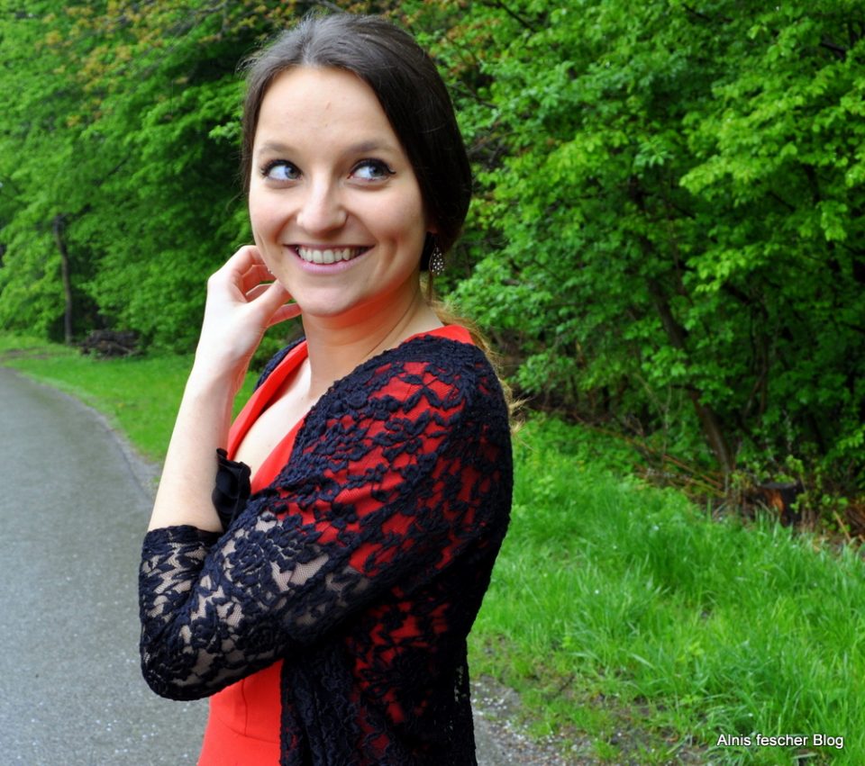 Red business + black lace