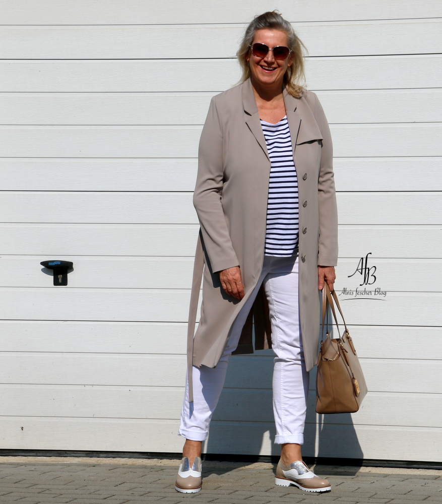 White navy meets grey trench