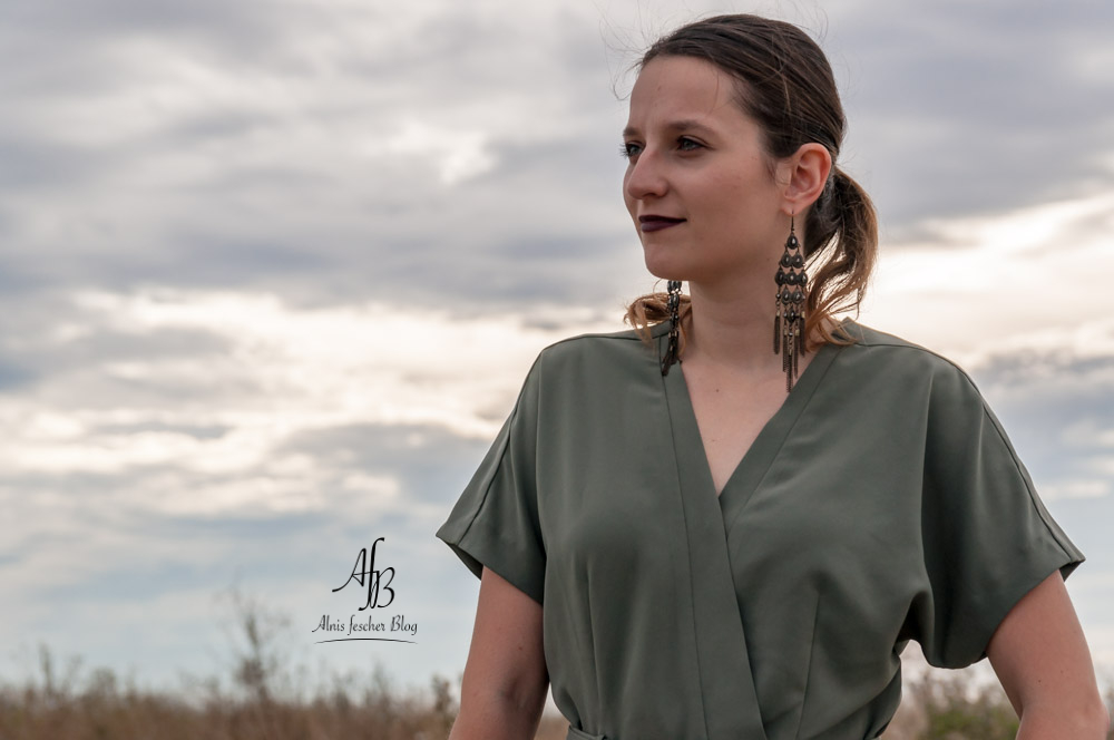 Green Jumpsuit with metallic accessories